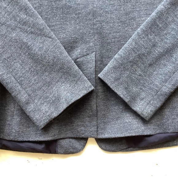 LOFT Navy Blue Herringbone Knit Blue Elbow Patch Blazer SZ 8 - Picture 12 of 15